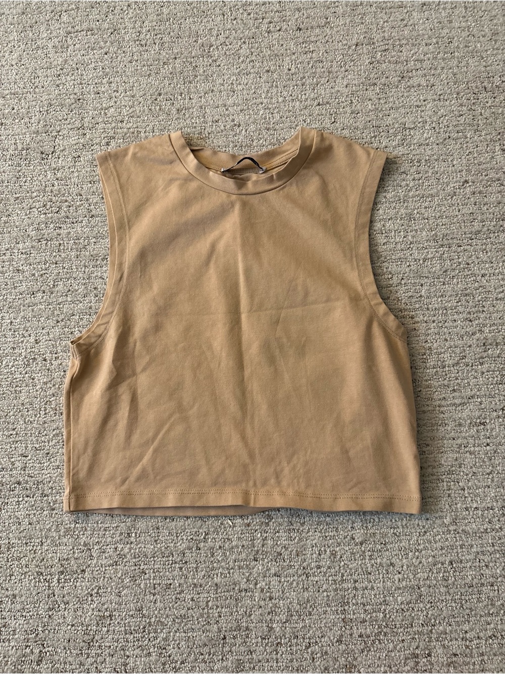 Zara Sleeveless Crop Tank Top - Camel Brown